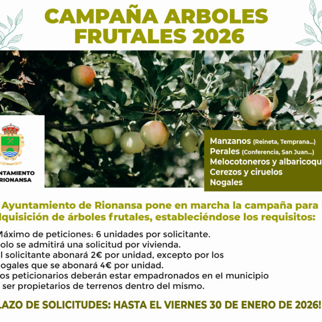 Campaña árboles frutales 2026, hasta el 30 de enero