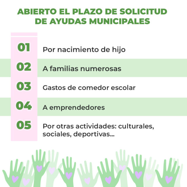 Abierto el plazo de solicitud de ayudas municipales